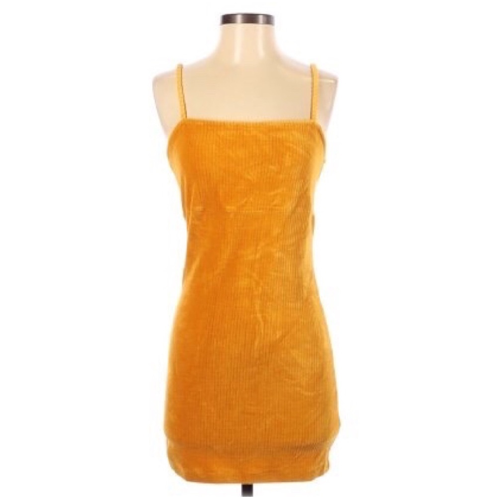 yellow corduroy dress
